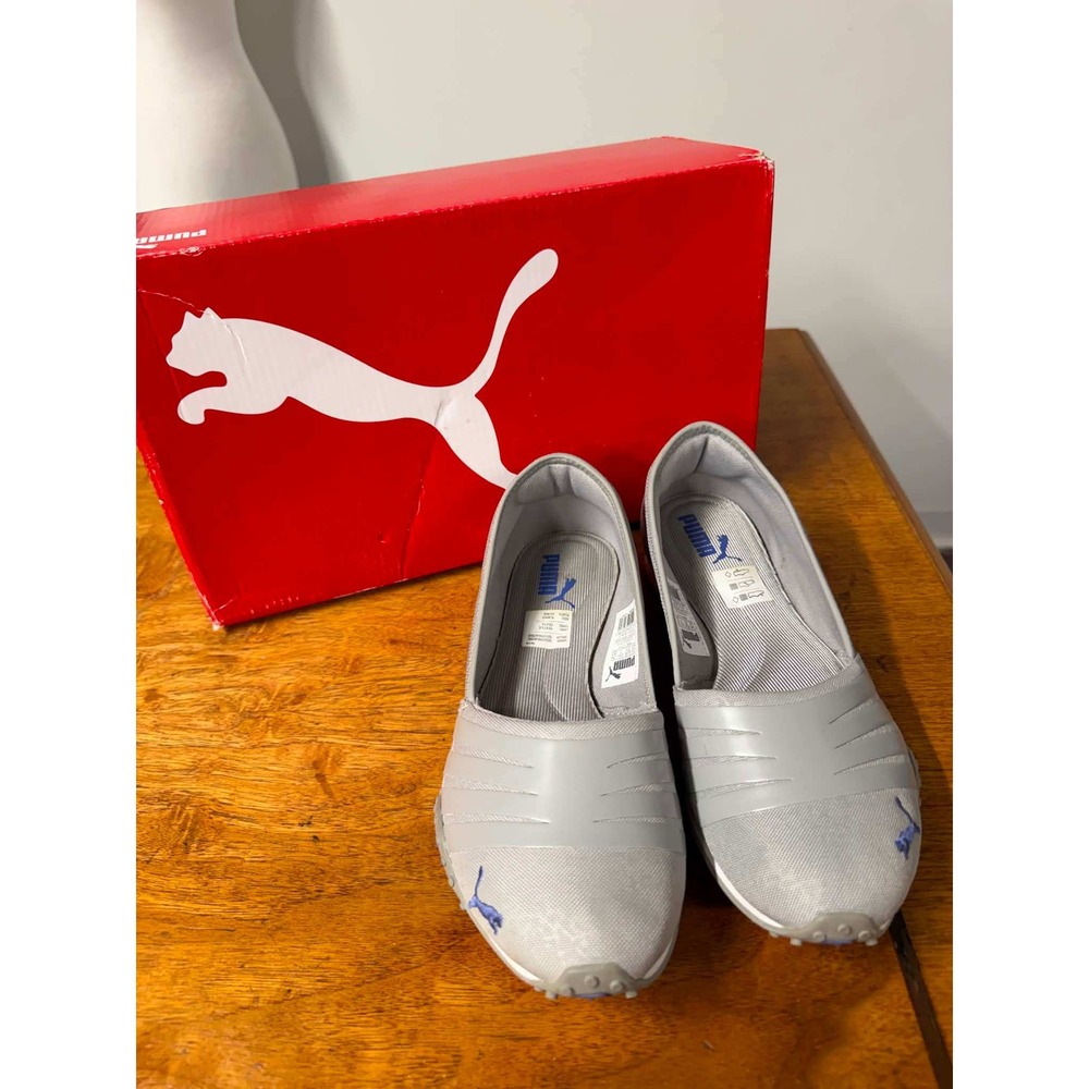 Puma Womens 7 Grey Asha Alt 2 Shine Ballet Flat Sporty Mesh Slip On 360184 03